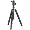 Mantona DSLM Travel Evolution 224 - Treppiede da viaggio leggero con equipaggiamento completo, testa a sfera panoramica a 360°, compatibile con Arca-Swiss, in alluminio, chiusura Fliplock DSLM Travel