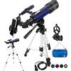 RENYUEH Telescopio per bambini, adulti, principianti di astronomia, telescopio rifrattore con apertura da 70 mm per astronomia con treppiede/adattatore per telefono/otturatore a filo/filtro lunare/zaino