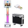 NEWESGOGO Macchina fotografica portatile per selfie da 15,6 pollici, touch screen, con luce RGB, per matrimoni, eventi, feste, con custodia da volo (macchina bianca, macchina+mini stampante)