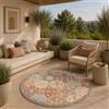 the carpet Palma - Tappeto robusto per esterni ed interni, design moderno, resistente alle intemperie e ai raggi UV, adatto anche per cucina o sala da pranzo, multicolore, 120 cm, rotondo