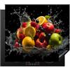 KitchenYeah© Coperchio Piano Cottura 60x52 cm Cucina Copri Fornelli Tappetino Induzione Antiscivolo Piastra Protezione Frutta - Mela - Arancia - Rosso - Acqua
