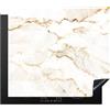 KitchenYeah© Copri Piano Induzione Cucina Coprifornelli Copertura | 58x51 cm - Protezione Cottura Tutto per la Cucina Marmo - Pietra calcarea - Oro - Lusso - Aspetto marmo - Bianco