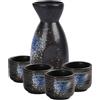 LALAFINA Set di Sake Giapponese in Ceramica, Servizio Elegante Creativo | Sakè e Acqua da Bere, per Pranzi e Ristorante, Decorativo, Bordi Lisci e Stampati