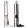 WOTZOV Set di 2 macina Sale e Pepe con Moderno macina a Pulsante, in Acciaio Inox, per Pepe Nero, Sale Marino e Sale himalayano
