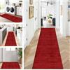 ZUZEKU Tappeto astratto per corridoio, cucina, lavabile, antiscivolo, 70 x 300 cm, vintage, rosso, per corridoio, soggiorno, camera da letto, venduto al metro, personalizzabile