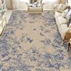 AUWUUA Tappeto lavabile Toile-de-Jouy 160x200cm Tappeto floreale retrò francese blu bianco per camera da letto, soggiorno, sala da pranzo, ingresso, cucina, corridoio, zerbino per interni, sottile