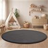 Paco Home Tappeto Bambini Cameretta Bambina Ragezzi Tappeto Morbido Antiscivolo Moderno, Dimensione:Ø 160 cm tondo, Colore:Antracite