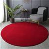 GIBZ Tappeti Rotondo Velluto Corallo Morbido Solido Tappetino Lavabile Bambini Memory Foam per Salotto Camera da Letto, Rosso, 80×80cm