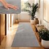 Paco Home Tappeto Moderno e Morbido per Soggiorno a Pelo Corto Lavabile Fluffy Uni Effetto Pelliccia Senza Tempo Elegante Antiscivolo Facile da Pulire, Dimensione:60x100 cm, Colore:Grigio