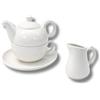 Leonardo Luxury Home Design Set 2 Pezzi Porcellana Bianca Tazza Teiera 400 ml Mini Bricco 100 ml Servizio The Elegante Idea Regalo (Tazza Teiera+Mini Bricco)