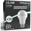 Eurocali Lampadine LED E27 10,5W A58 1055 lumen - Luce Bianco Freddo 6500K - Pacco da 30