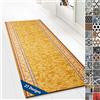Floordirekt Tappeto passatoia con motivo, realizzato su misura, per cucina, corridoio e soggiorno, ornamento vintage a griglia orientale (80 x 500 cm, beige, Rügen)