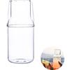 Derefine DEDEMCO Set di caraffa per acqua da comodino con bicchiere in vetro per camera da letto comodino, bottiglia per collutorio in vetro da 500 ml per bagno, brocca per succo d'acqua in vetro trasparente,