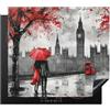 KitchenYeah© Coperchio Piano Cottura Cucina Copri Fornelli Tappetino | 60x52 cm - Induzione Antiscivolo Piastra Protezione Londra - Rosso - Acquerello - Nero - Coppia