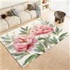 Generic Tappeto per soggiorno 80 x 150 cm, tappeto con stampa di peonie rosa acquerello, color crema, a pelo corto, morbido, per camera da letto, lavabile in lavatrice, soggiorno, corridoio, cucina