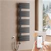 S'AFIELINA Scaldasalviette elettrico bagno WiFi 1320×400 mm (A×L), termoarredo elettrico bagno con termostato, programmabile e display LCD, 600 W, scaldasalviette a basso consumo, Antracite