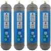 BELLEROFONTE - Bombole CO2 600g per Gasatore - Set Risparmio 4 Pezzi - E290 Alimentare M11x1 - Fino a 120L per Bombola - Compatibile Universale - Certificata TUV