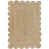 THE PIKKU INTERNATIONAL - Tappeto juta tessuto a mano rettangolare zona beige con bordo bianco smerlato design tappeto (80 x 150 cm)