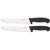 Giesser, 2 coltelli da macellazione, colore nero, lunghezza lama 21 cm, forma stretta