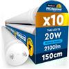 Eurocali 10 Tubi LED 20W 150cm T8 G13 Chip CREE con Starter 2100 Lumen Garanzia 6 Anni - Luce Naturale 4000K Alta Luminosità 105 lm/W - Materiale Nano Plastic Sostituzione Neon per Soffitto Garage Negozio
