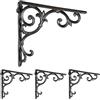 Relaxdays Set 4 Reggimensola da Muro, Staffe per Mensole, HLP: 24,5x4x24,5 cm, Supporti Angolari Ripiani Vintage, Nero