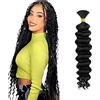 WuvuSnm Trecce di capelli umani ondulati profondi, stile boho, extension di capelli naturali, senza trama, colore nero naturale #1B, 1 treccia per confezione, totale 50 g, per donna, 45,7 cm