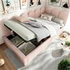 Wyibwy Divano letto imbottito 90x190cm, letto singolo contenitore idraulico, letto per bambini, con rete a doghe metalliche, velluto, rosa, senza materasso