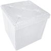 Generico Cassapanca Contenitore Pouf Panca Poggiapiedi Similpelle Pelle Finta Coccodrillo 38x38x38 cm Bianca
