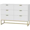 UEV Cassettiera 6 Cassetti Camera da Letto con V-Linea 100x34x73,5cm Bianco | Settimino con 6 Cassetti, Mobiletto Moderno Pratico e Sicuro con Design Antiribaltamento, Comò Soggiorno Portaoggetti