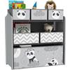 ZONEKIZ Scaffale Portagiochi per Bambini 6 Contenitori 63x30x66 cm Grigio
