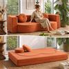 LVRUIEDS Divano Senza Osso, Divano-Letto Convertibile Per Sala, A Due Posti Compresso Spuma Ad Alta Densità, Tela Tessuta Rimuovibile, Nessun Assemblaggio, Con 2 Cuscini(Orange,150x100CM)