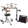 gear4music VISIONDRUM Batteria Elettronica con Amplifactore 50W con 7 pad in Mesh - Batteria Adulti e Bambini Compatta a Rete Silenziosi con Sgabello e Cuffie - Arancione