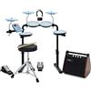 gear4music VISIONDRUM Batteria Elettronica con Amplifactore 50W con 7 pad in Mesh - Batteria Adulti e Bambini Compatta a Rete Silenziosi con Sgabello e Cuffie - Blu