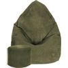 Dreamroots Bean Bag 80x80x120cm Beanbag con schienale e sgabello e copertura Cuscino da terra Chill Sack Bubibag Beanbag Dark Olive