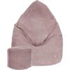 Dreamroots Bean Bag 80x80x120cm Beanbag con schienale e sgabello e copertura Cuscino da terra Chill Sack Bubibag Beanbag Argento Rosa