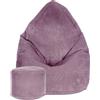 Dreamroots Bean Bag 80x80x120cm Beanbag con schienale e sgabello e copertura Cuscino da terra Chill bag Beanbag con imbottitura Beanbag Plum Smoothie