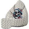 Dreamroots Bean Bag 80x80x120cm Beanbag con schienale e sgabello e copertura Cuscino da terra Chill Sack Bubibag Beanbag Snake Skull Flower