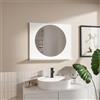 HAJDUK FURNITURE Bianco Specchio Bagno con Mensola - 70x60 cm - Moderno Specchio da Bagno Rotondo ⌀55 - Cristallo da parete