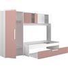 Vente-unique Letto estraibile 2 x 90 x 200 cm - Con armadio - Rosa e bianco - LUMOKA