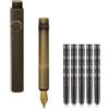 SIPLIV Penna stilografica in bronzo, paragrafo corto da tasca, mini penna stilografica da viaggio con 20 cartucce di inchiostro nero - Squama di drago, pennino extra fine in iridio (0,38 mm)