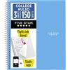 Five Star Quaderno a spirale + app per studio, 3 soggetti, carta a righe universitaria, combatte lo spurgo dell'inchiostro, copertina impermeabile, 21 x 28 cm, 150 fogli, blu (73623)