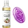 exatta 1 Spazzole Massaggianti Meridian con 100 ml di Olio di Cocco Frazionato,Spazzola Massaggiante Five Elements Meridian,per Vita,Addome,Testa,Leg