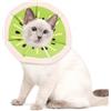 QKEPCY Motivo della Frutta Collare Elisabettiano Gatto Regolabile Morbido e Confortevole Collare Gatto Recupero Impermeabile per Il Recupero Post Chirurgico(Verde-S)