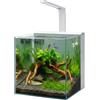 AQPET Acquario Completo Kubic Rear 30x30x30 cm in Vetro Extrachiaro - Con Filtro Posteriore Integrato e Lampada LED - Vasca Cubica Design Moderno (Colore Bianco)