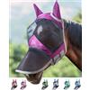 Harrison Howard CareMaster Pro - Maschera luminosa antimosche per cavalli, ampio spazio per gli occhi, naso lungo, copri orecchie, protezione UV per cavalli, magenta scuro, taglia M, cavallino