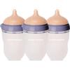 HappyMami, Set 3 Biberon su Misura con Tettarella in Silicone Medico, senza BPA, doppio Sistema Anticolica, Lavabile in Lavastoviglie, adatto a ogni tipo di Allattamento (Violeta seta 250 ml)