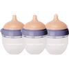 HappyMami, Set 3 Biberon su Misura con Tettarella in Silicone Medico, senza BPA, doppio Sistema Anticolica, Lavabile in Lavastoviglie, adatto a ogni tipo di Allattamento (Violeta seta 150 ml)