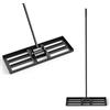 HOMASIS Rastrello Livellatore per Prato in Metallo con Manico Ergonomico e Impugnatura in Gomma, Rastrello per Foglie, Attrezzo per Prato per Campo da Golf e Cortile (Nero, 75 x 25 x 170 cm)