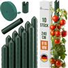 TTL GARDEN Set di 10 bastoncini per piante rampicanti, 240 cm x 16 mm, diametro verde, extra stabili da 16 mm, con velcro - acciaio inossidabile rivestito in plastica, supporto per piante e pomodori