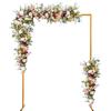 Linanty Arco per matrimonio in metallo con base stabile, 2 x 1,5 m, arco da giardino dorato, facile da montare, arco quadrato per feste di nozze e decorazioni per feste